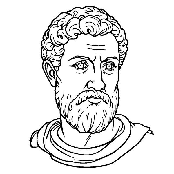 Black and white coloring page outline of Cicero, Roman Statesman & Orator