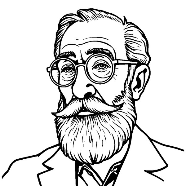 Black and white coloring page outline of Henri Matisse, French Painter