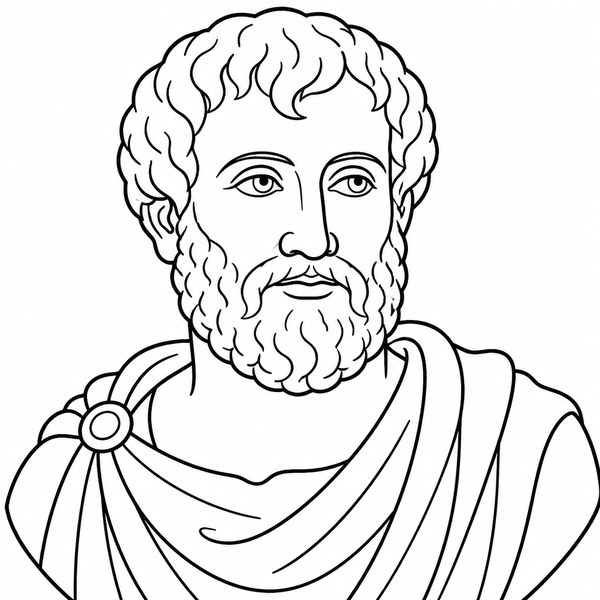Aristotle coloring page portrait — line art of Greek Philosopher