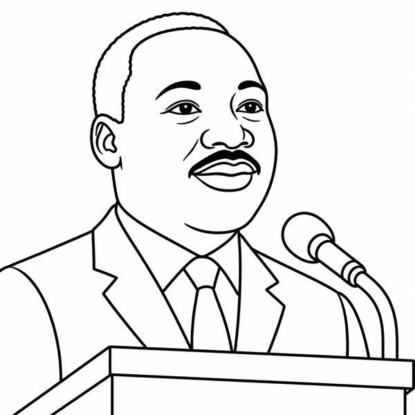 Martin Luther King Jr. coloring page portrait — line art of Civil Rights Leader