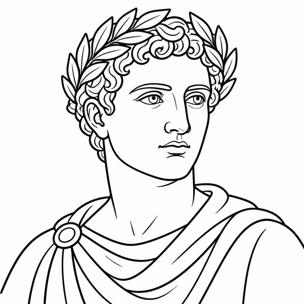 Virgil coloring page portrait — line art of Roman Poet